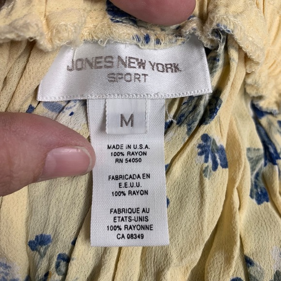 Jones New York Sport Yellow Baby Blue Floral Broomstick Skirt Women’s Size Med - Picture 5 of 5